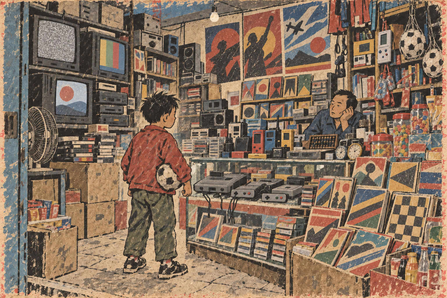 九十年代，孩子面对突然丰富起来的游戏机、磁带、漫画和电器