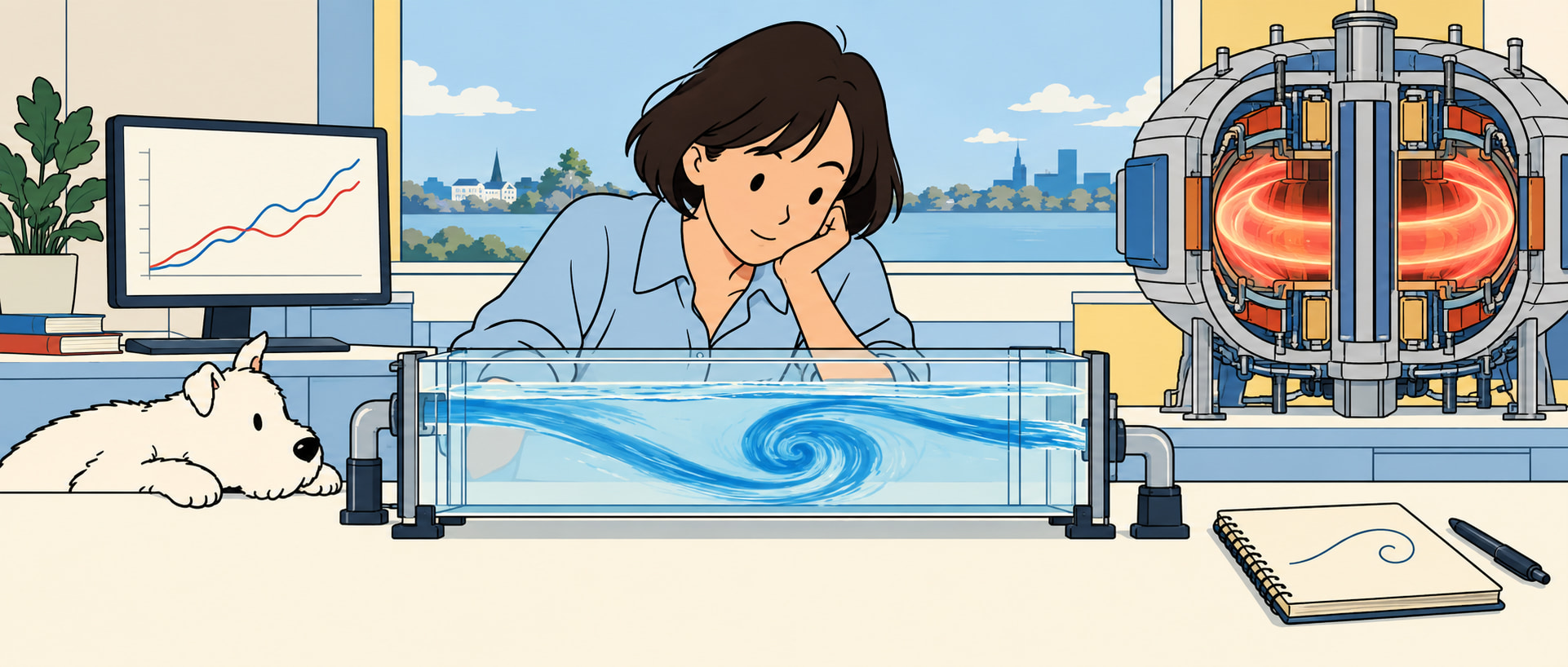 清晰线条漫画：科学家研究流体，并联系金融与核聚变